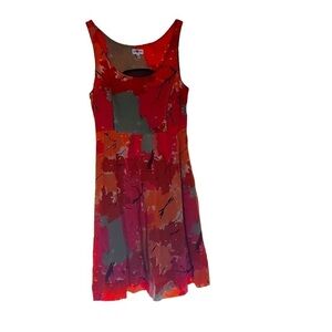 Pilcro Red and Orange Abstract Mini Dress